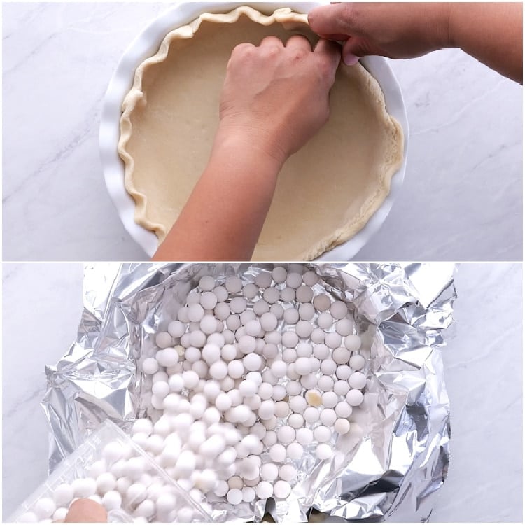 Making the pie crust.