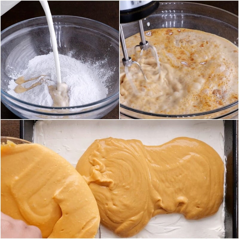 Making the pudding layer.