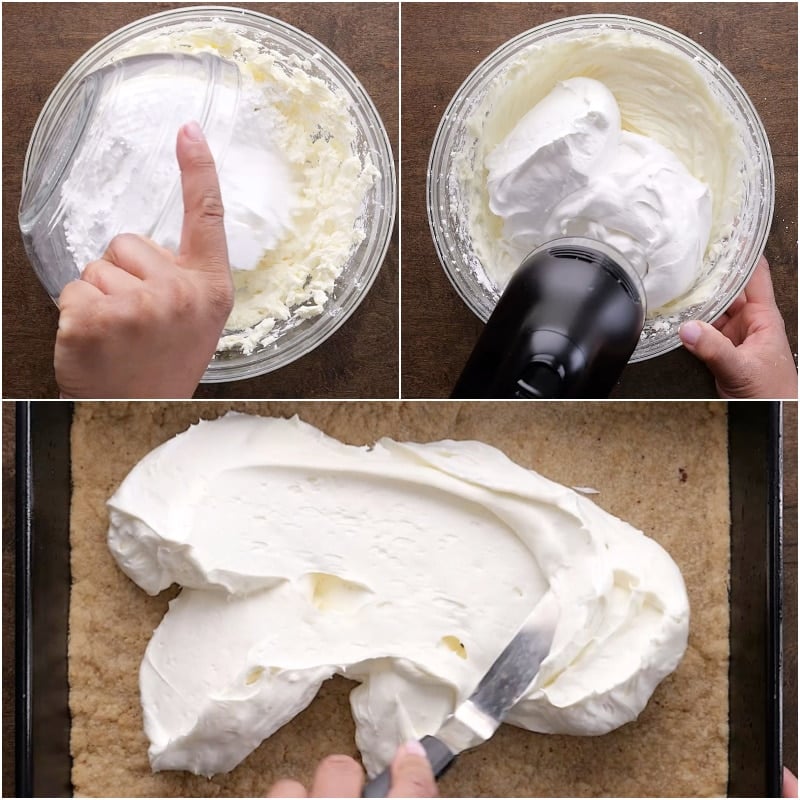 Making the cream cheese layer.
