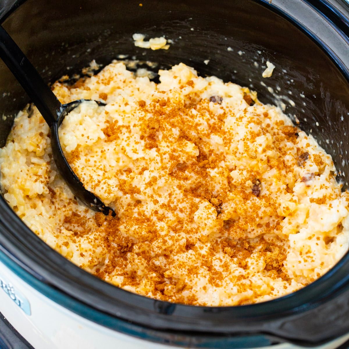 Slow Cooker Rice Pudding in a slow cooker.