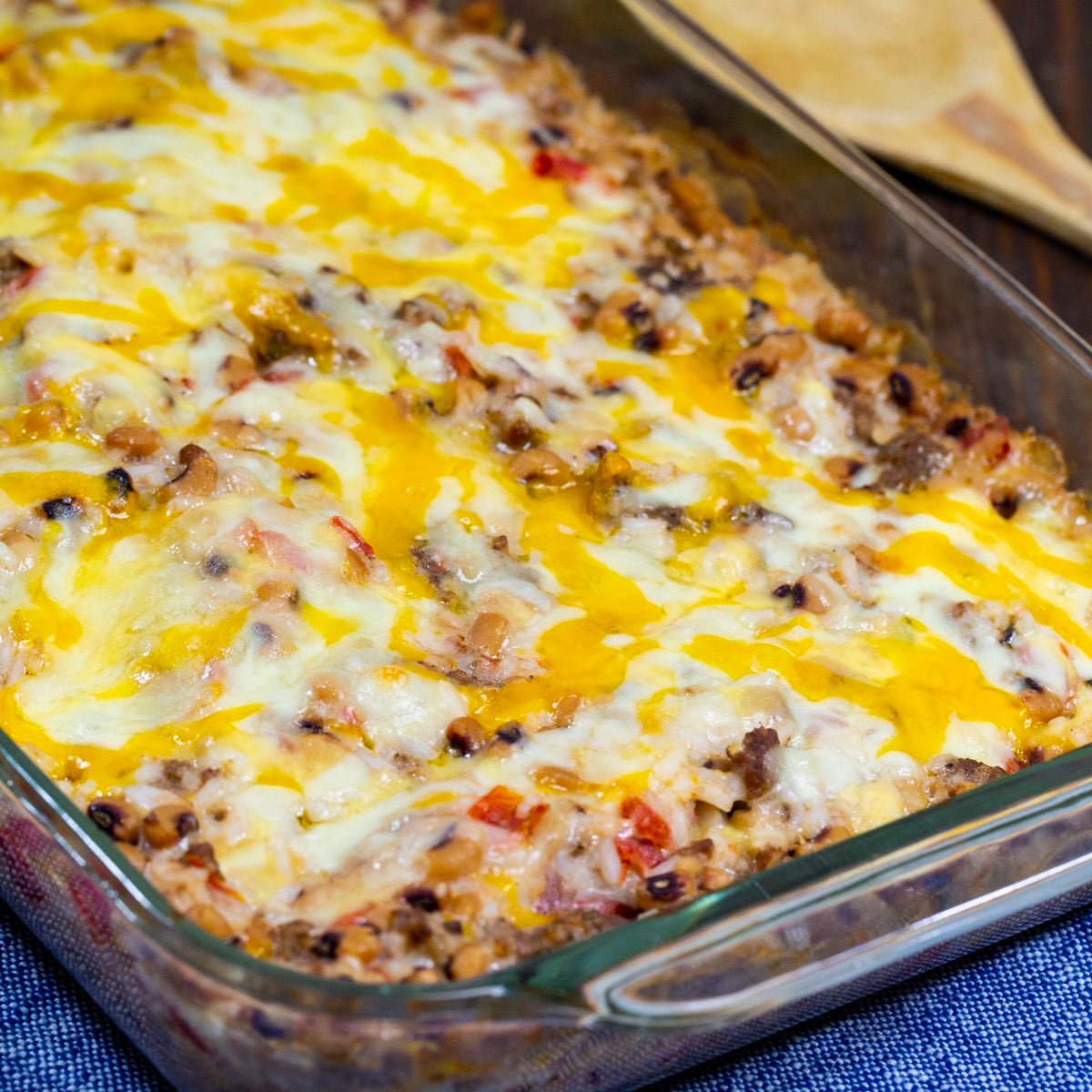 Black-Eyed Pea Casserole in a baking dish.