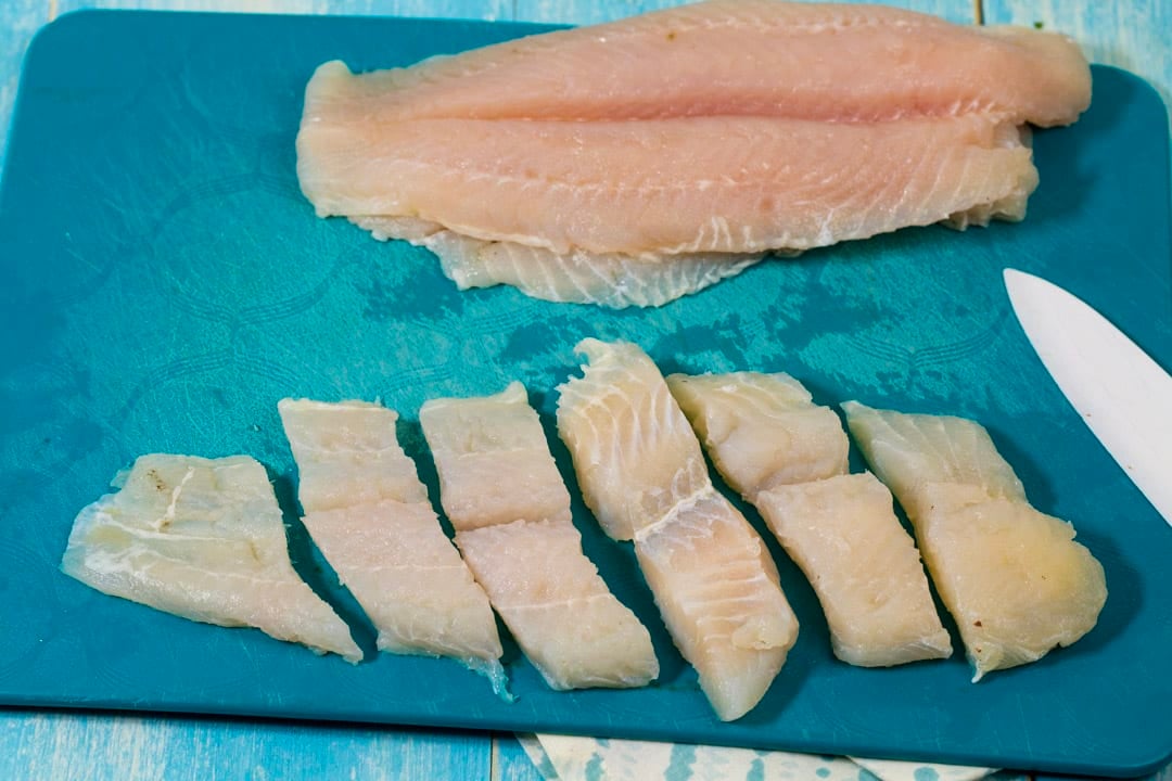 Catfish cut into slices.