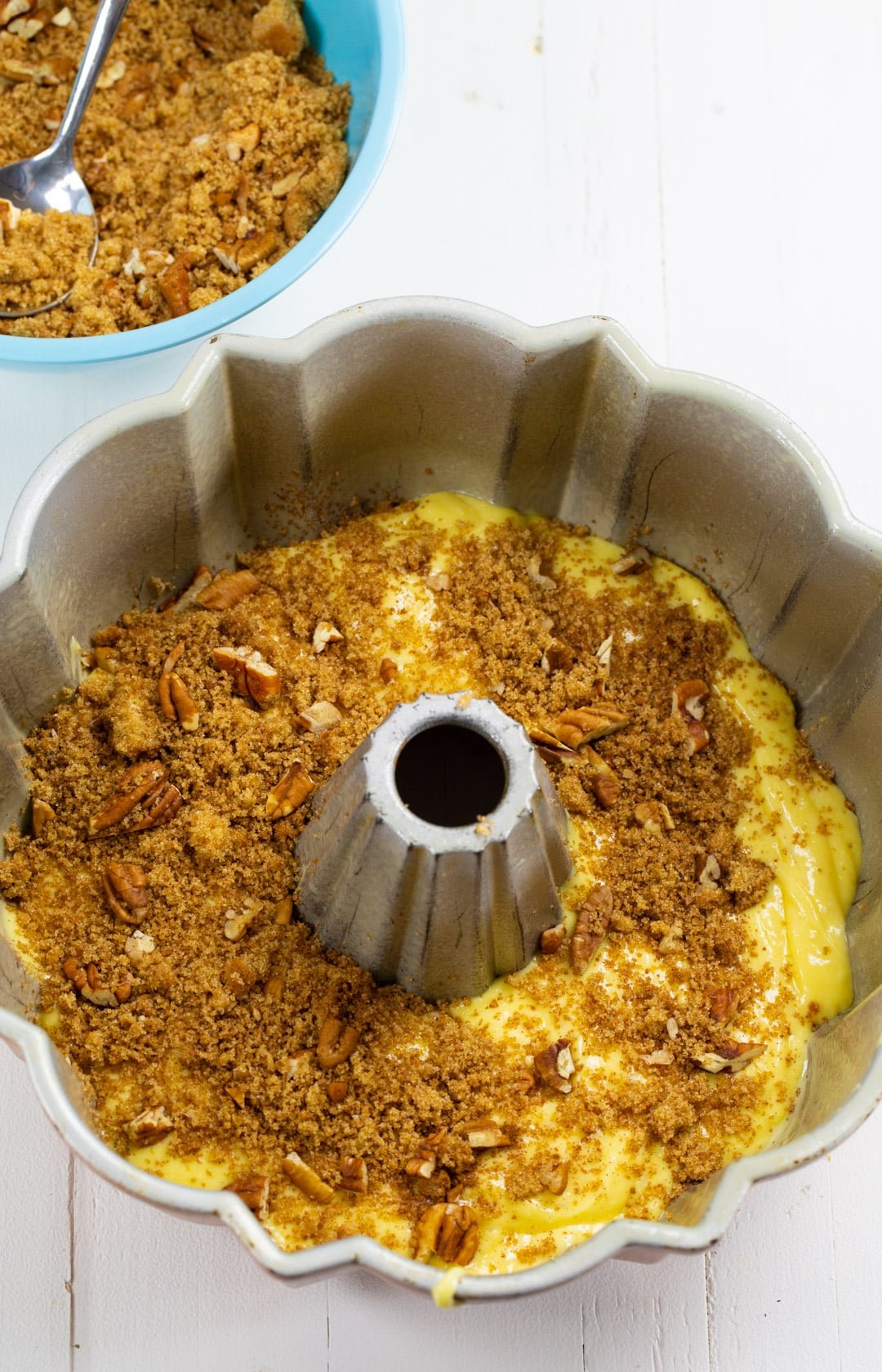 Batter in bundt pan.