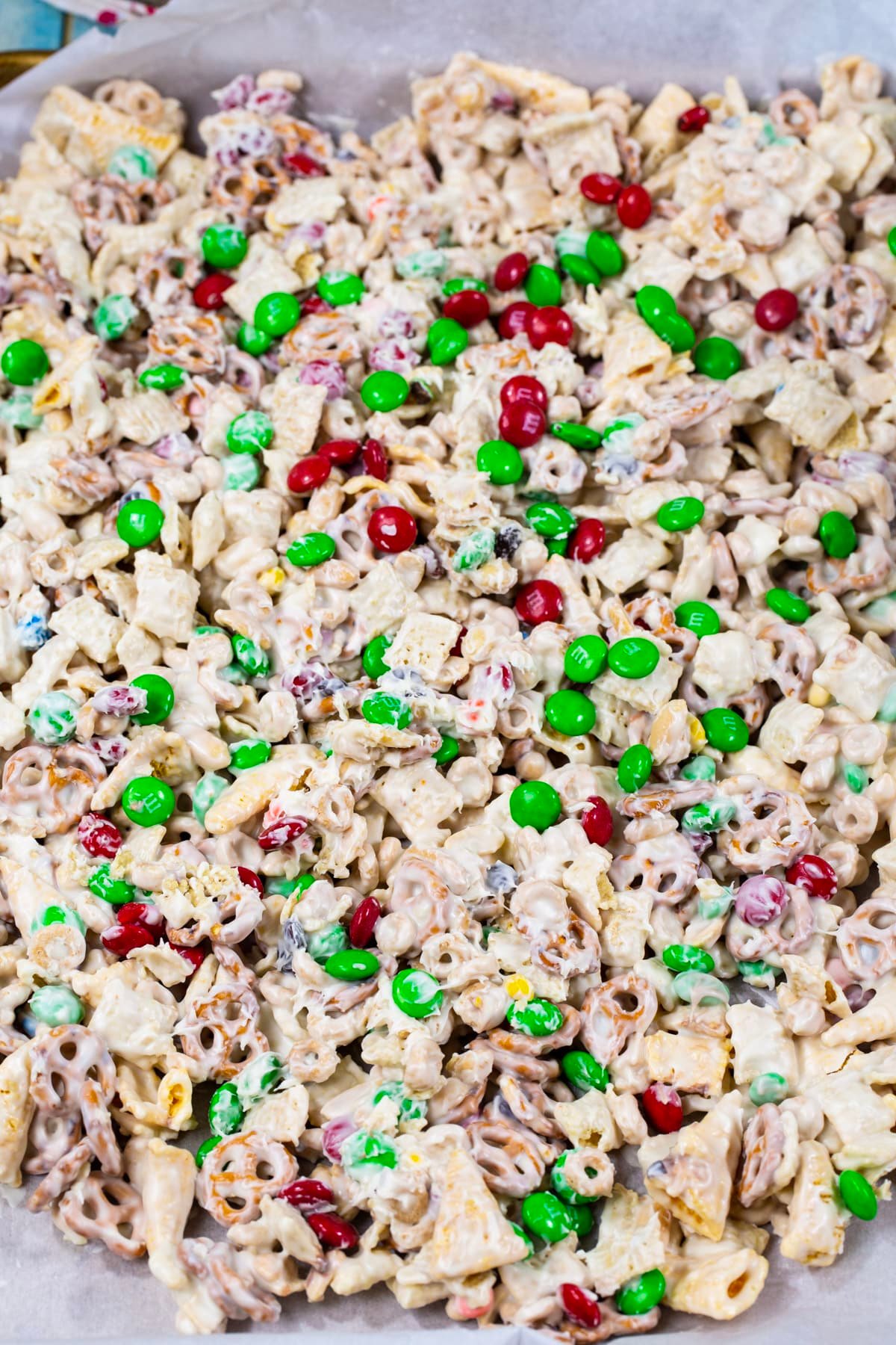 Reindeer Crunch on a baking sheet.