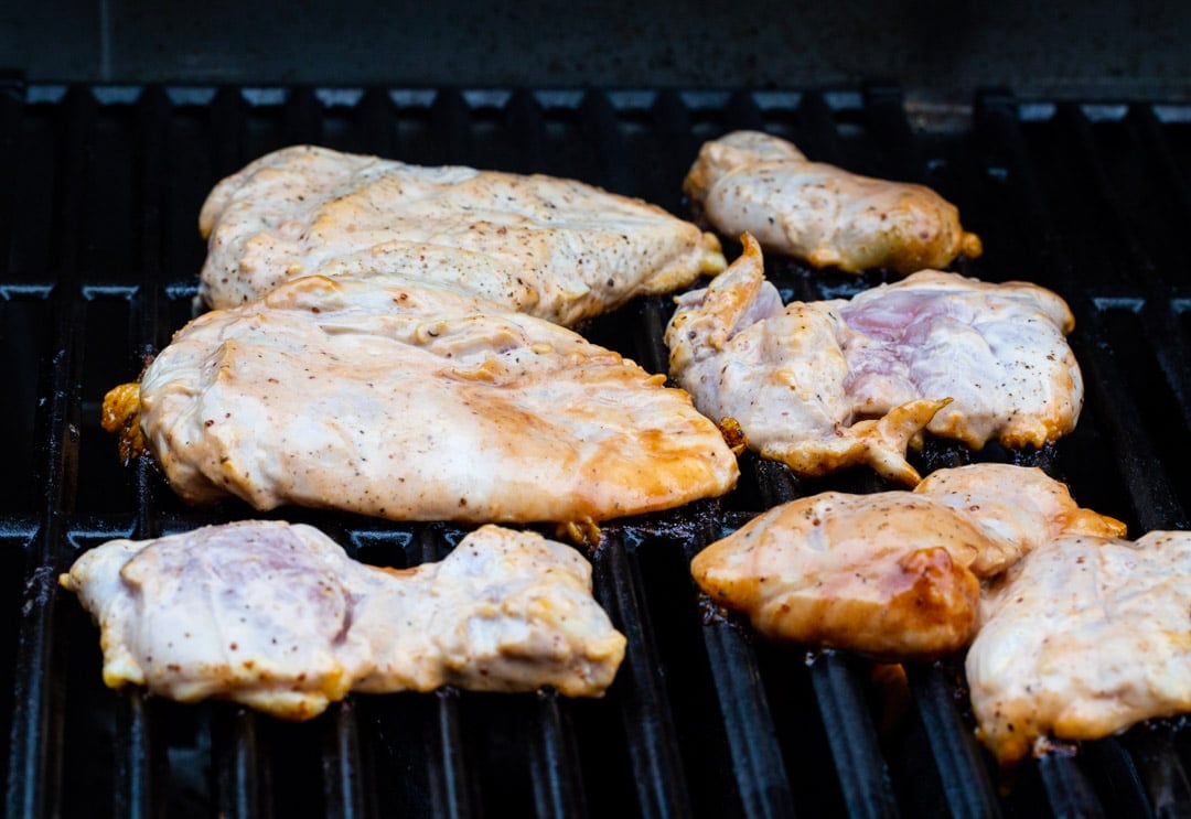 Chicken on the grill.