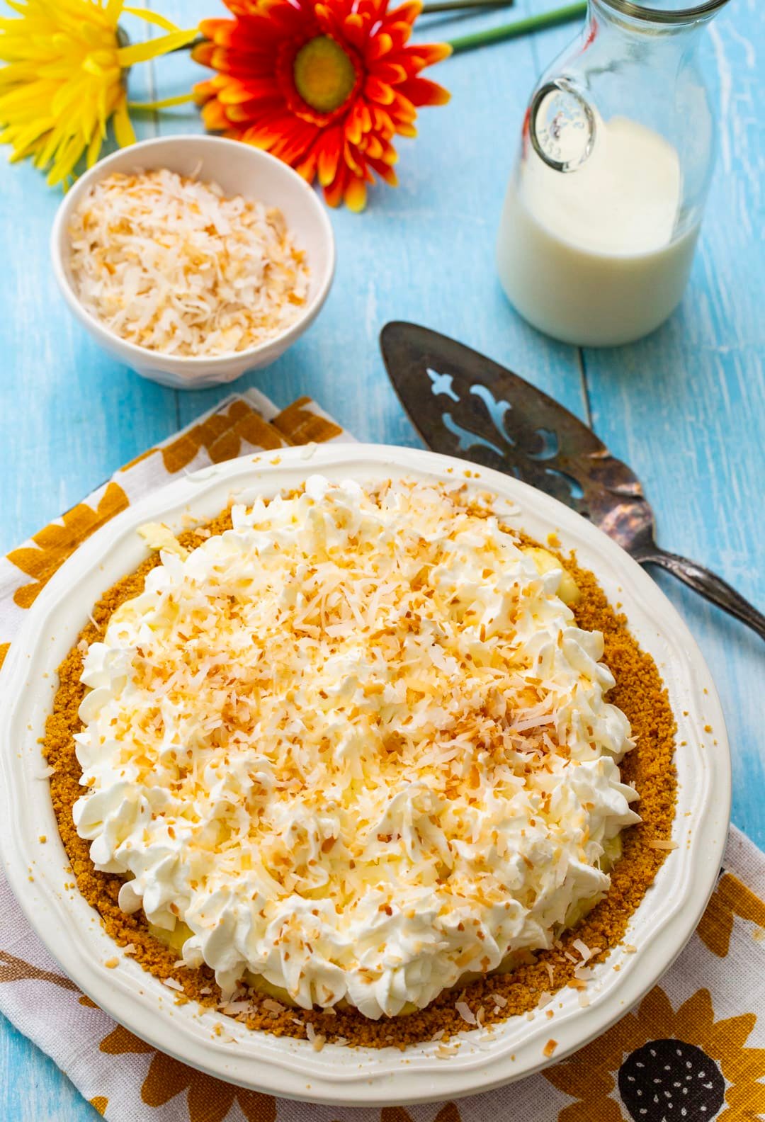 Whole pie in pie pan.