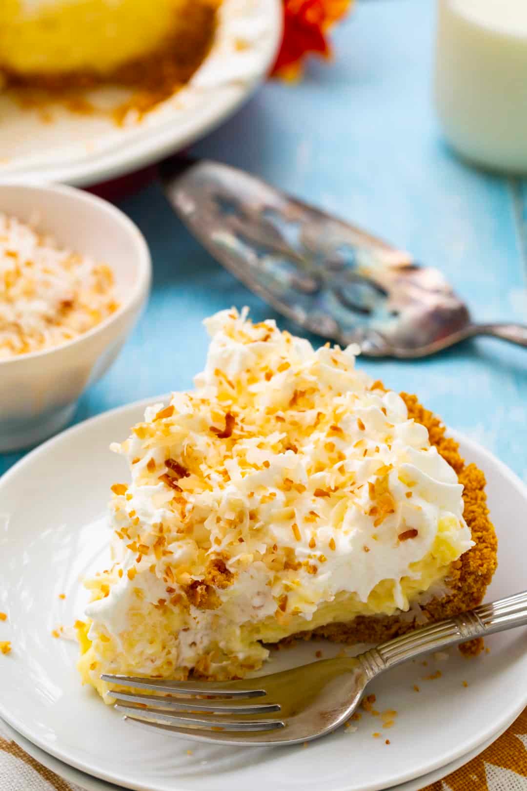 Slice of pie on a plate.