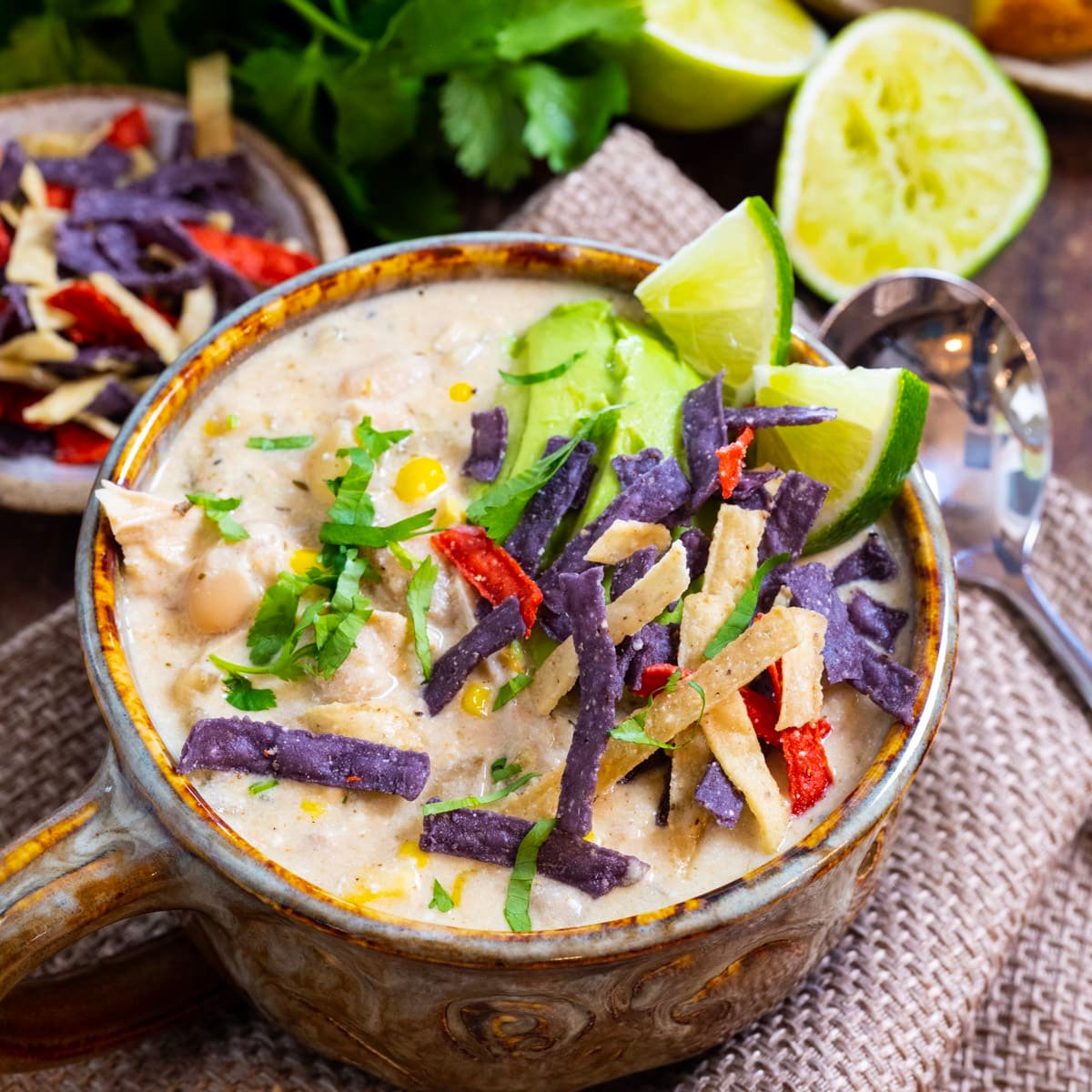 White Chicken Chili in a bowl.
