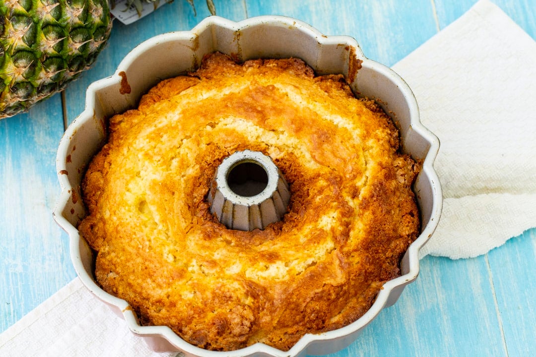 Cake in bundt pan.