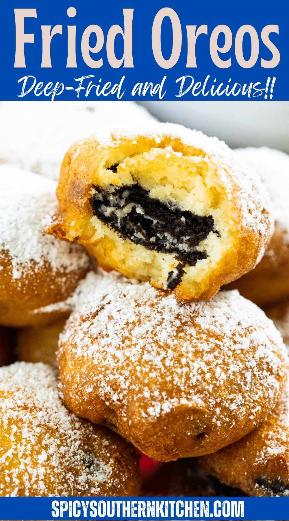 Oreos dusted with powdered sugar.