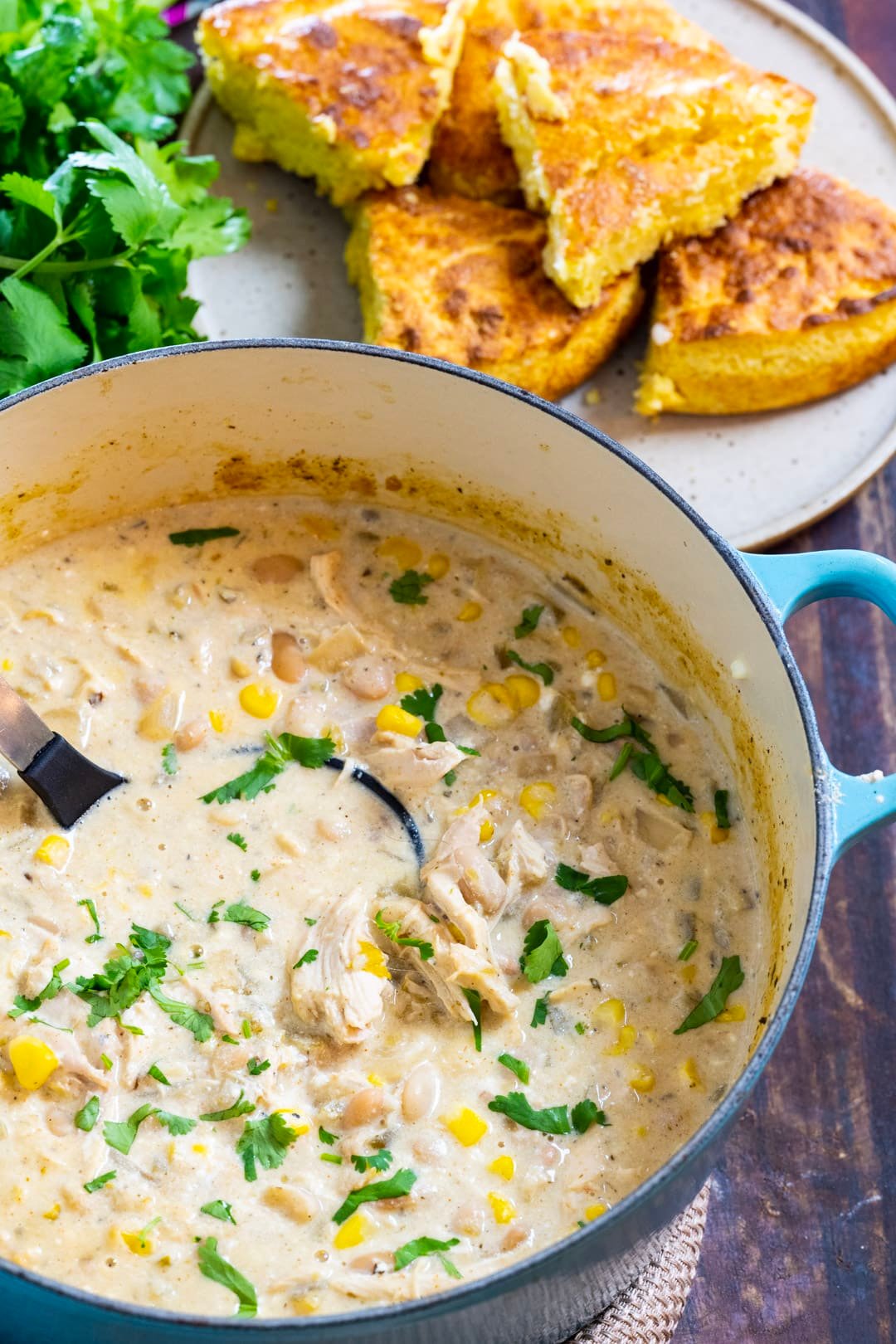 Chili in a Dutch oven.