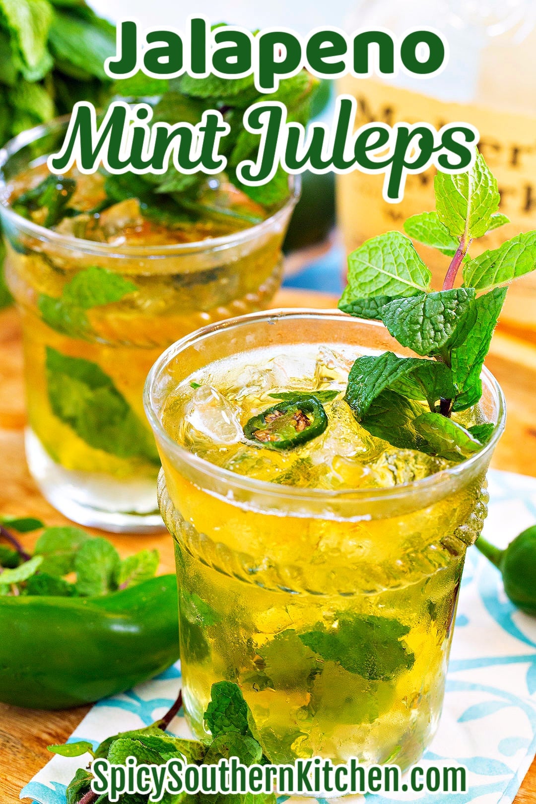 Jalapeno Mint Julep in a glass with fresh mint.