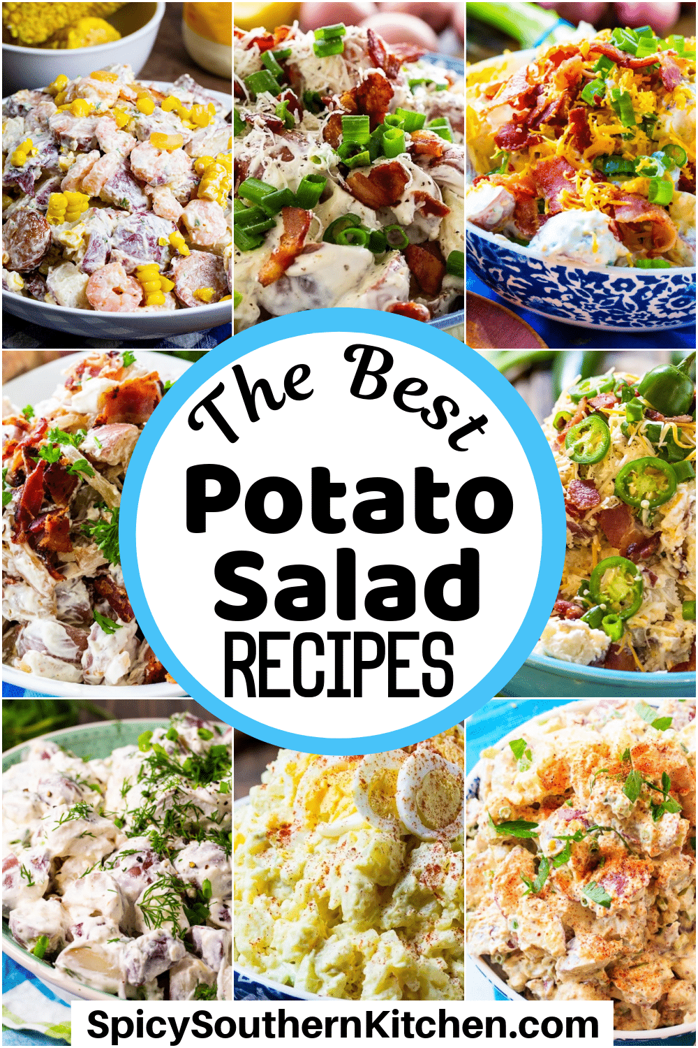 Collage picture of potato salads.