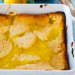 Lemon Cobbler in a baking dish.