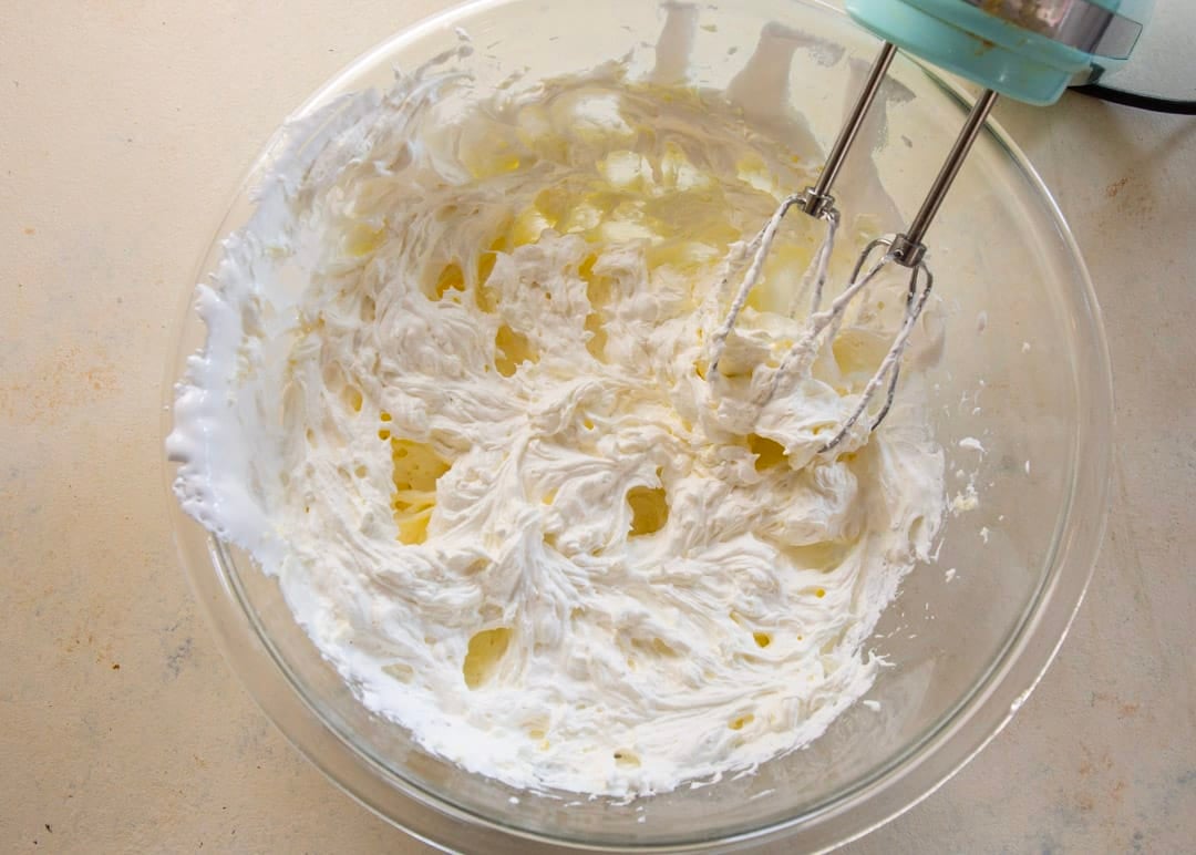 Cream cheese and marshmallow cream mixed together.