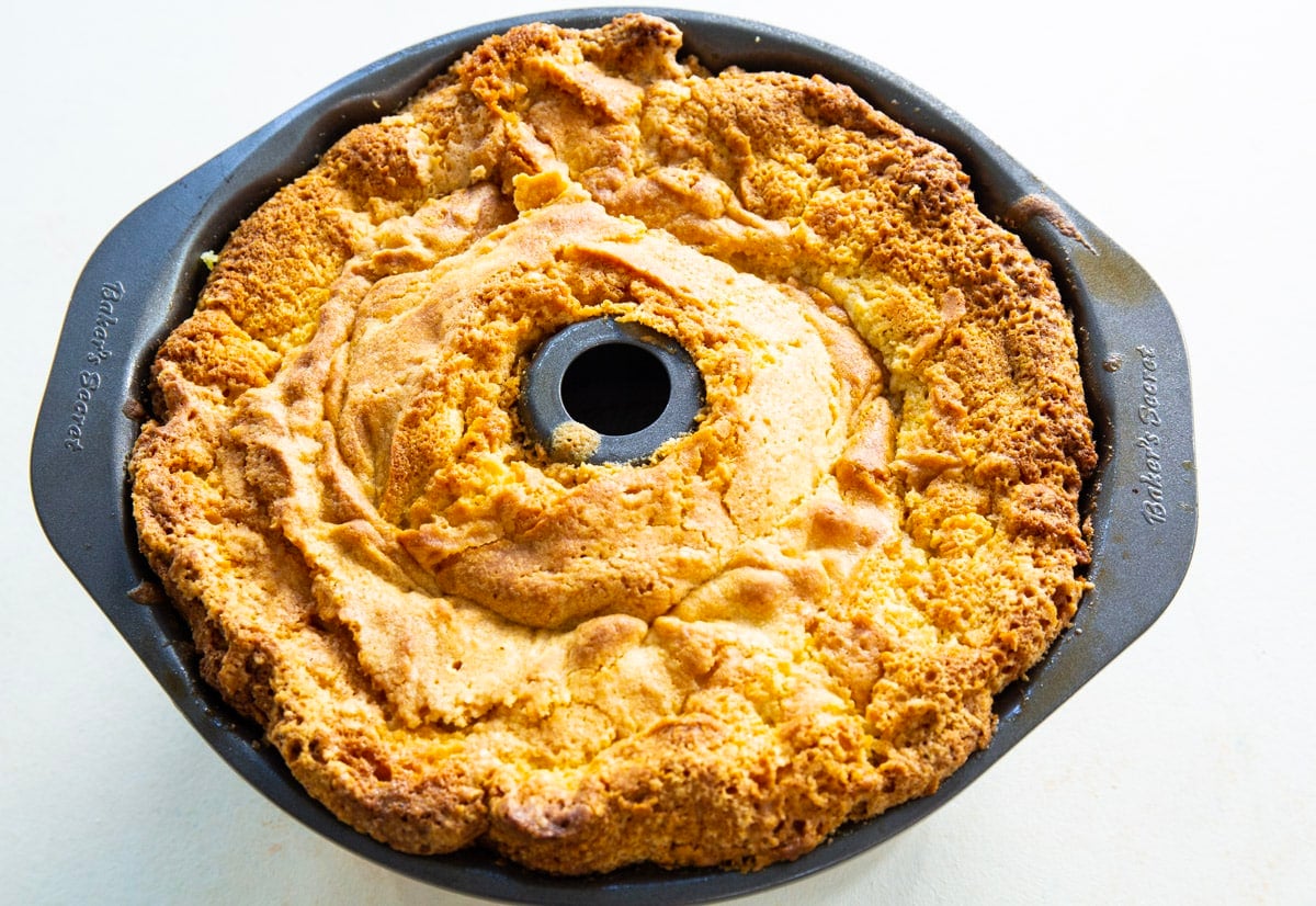 Pound cake in bundt pan.