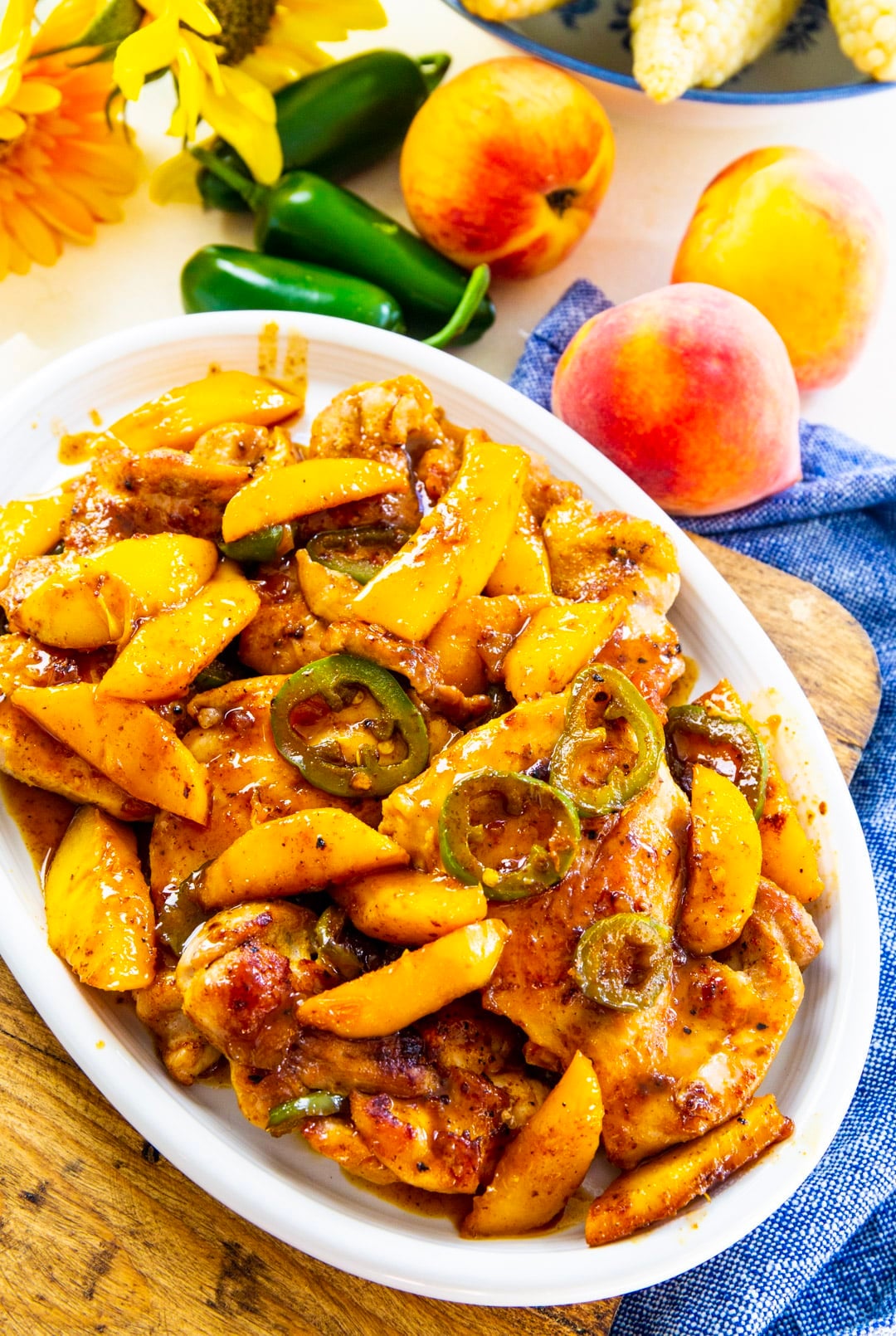 Jalapeno Peach Chicken on a serving platter.