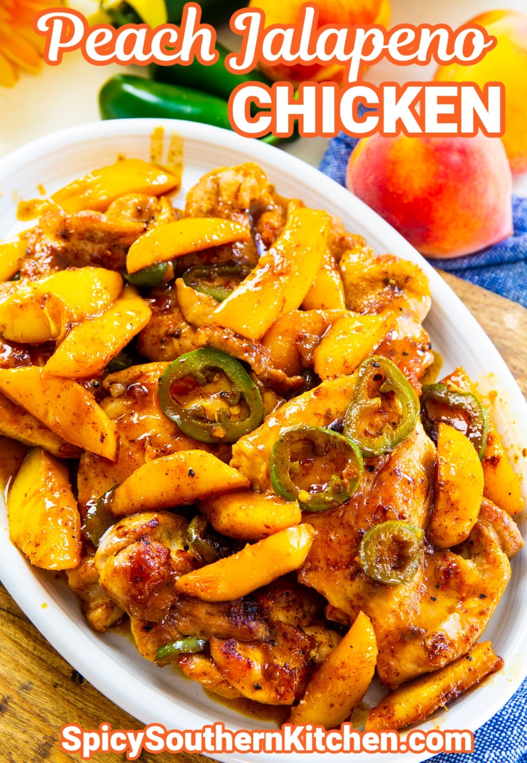 Peach Jalapeno Chicken on a serving plate.