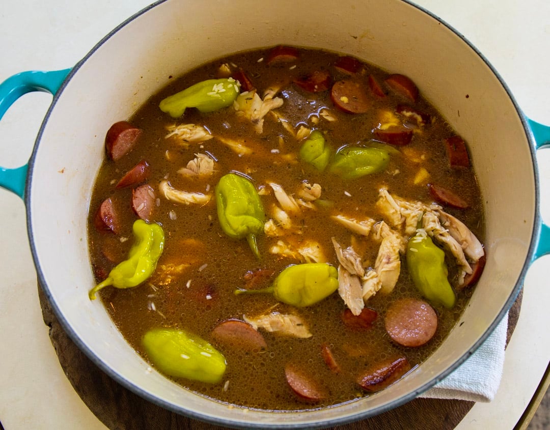 All the ingredients added to Dutch oven.