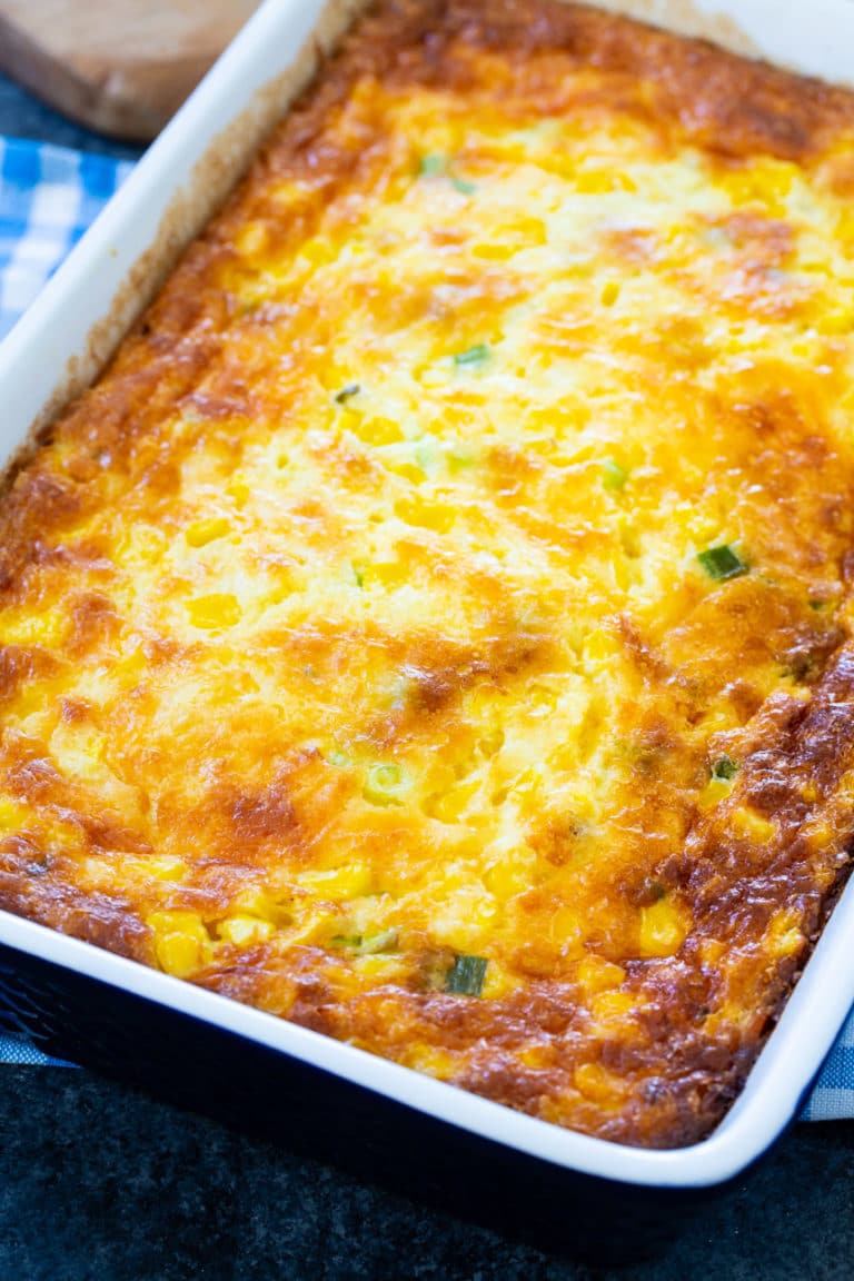 Three Cheese Corn Pudding - Spicy Southern Kitchen
