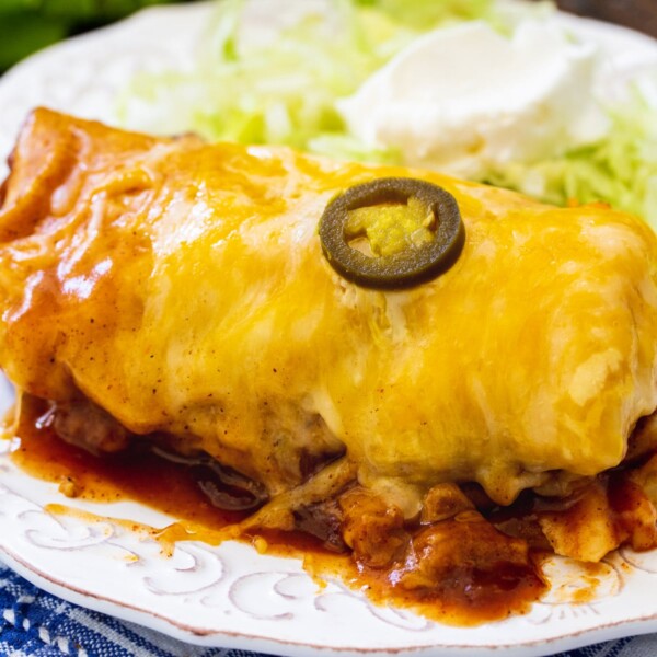 3-Ingredient Smothered Burrito on a plate.