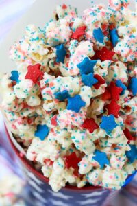 Firecracker Popcorn for the 4th of July. Covered in pop rocks candy.