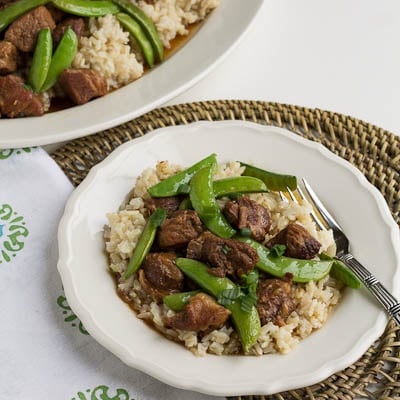 Slow cooker five spice pork with sugar snap peas