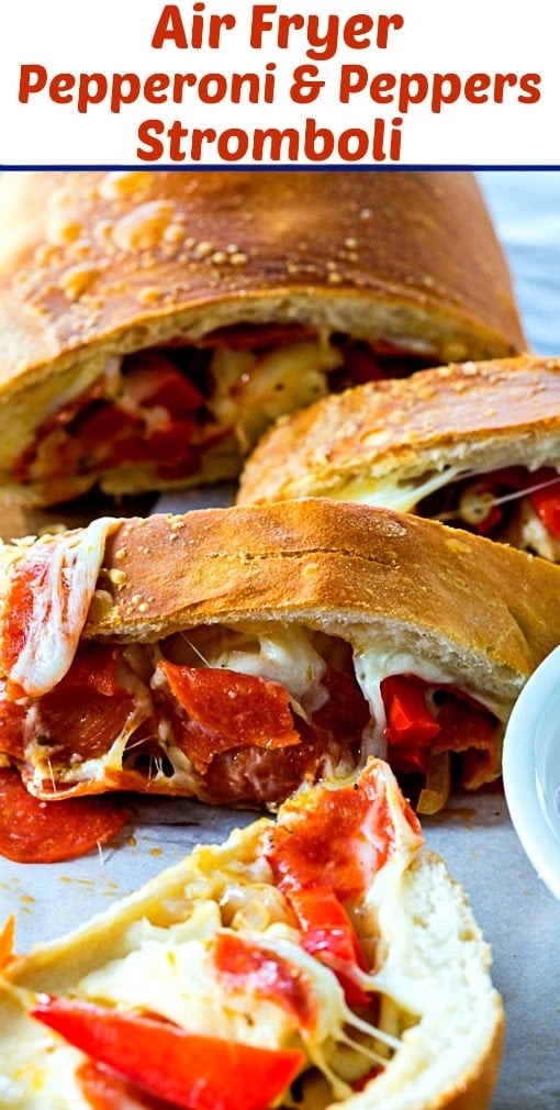 Air Fryer Pepperoni and Peppers Stromboli