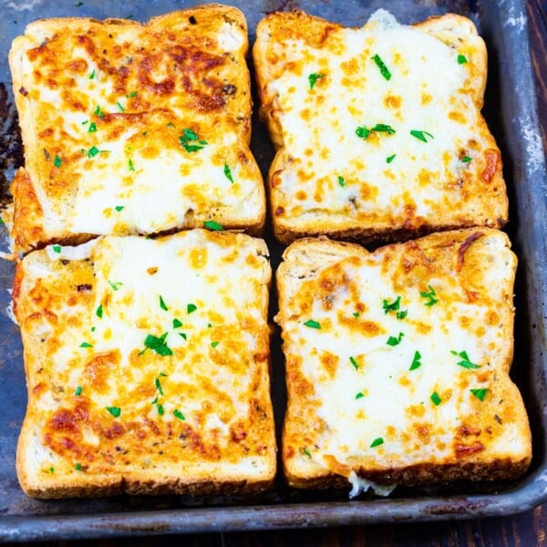 Four Slices of Air Fryer Cheesy Texas Toast.