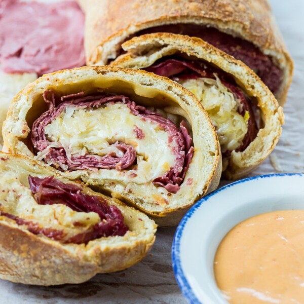 Stromboli with Reuben fillings