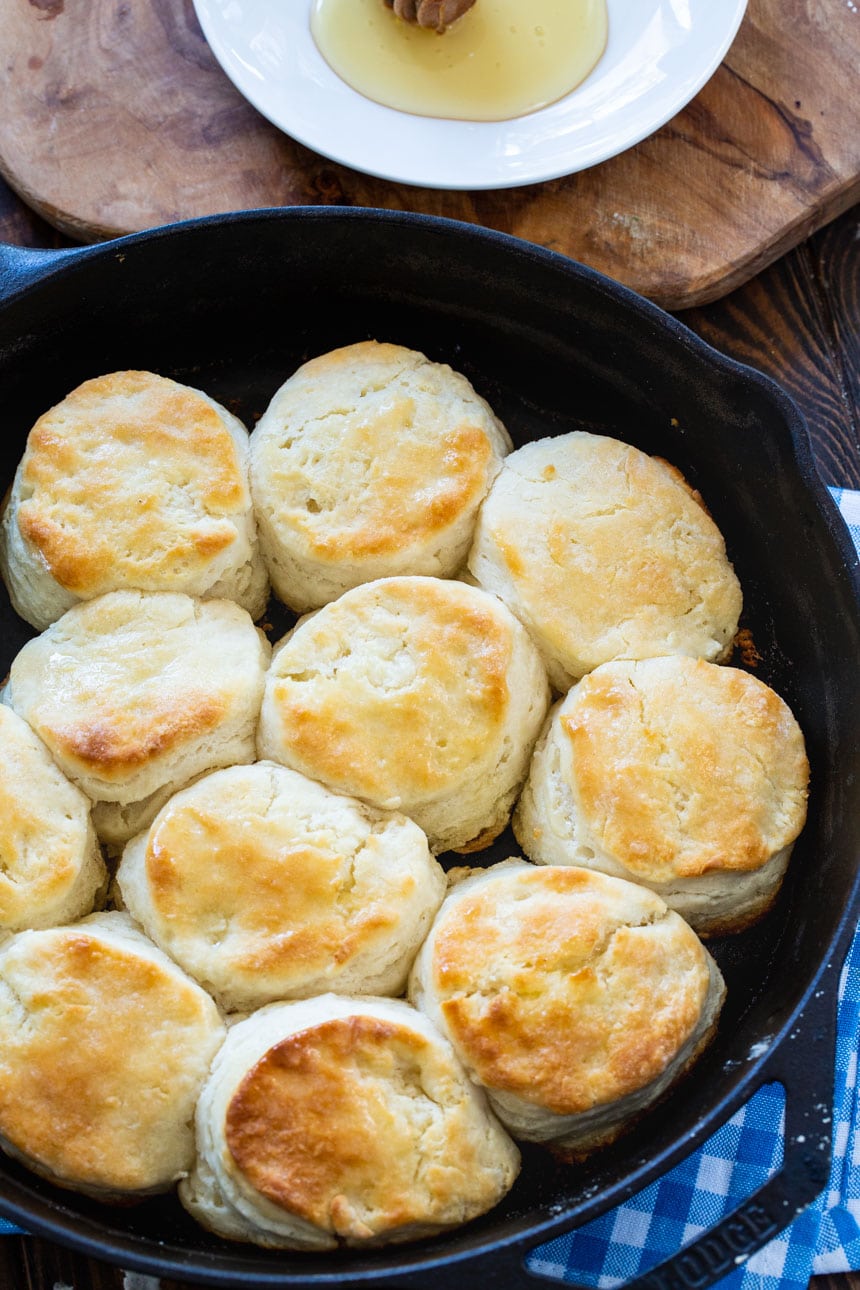 Angel Biscuits cooked in a cast iron pan