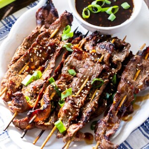 Asian Beef Skewers with dipping sauce