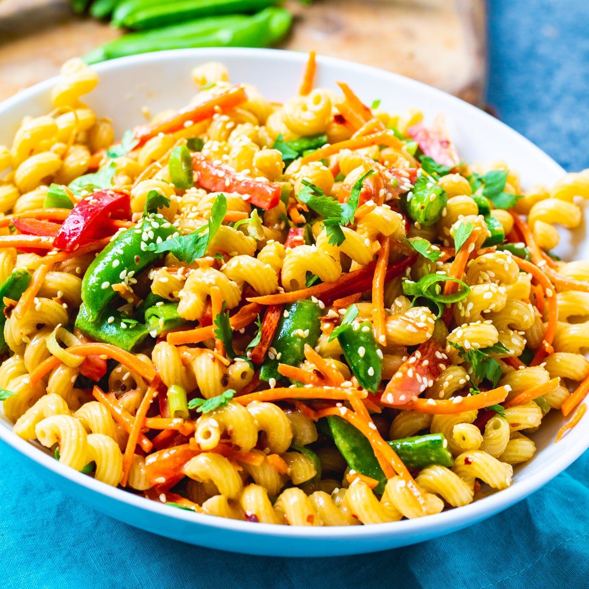 Asian Pasta Salad in a bowl.