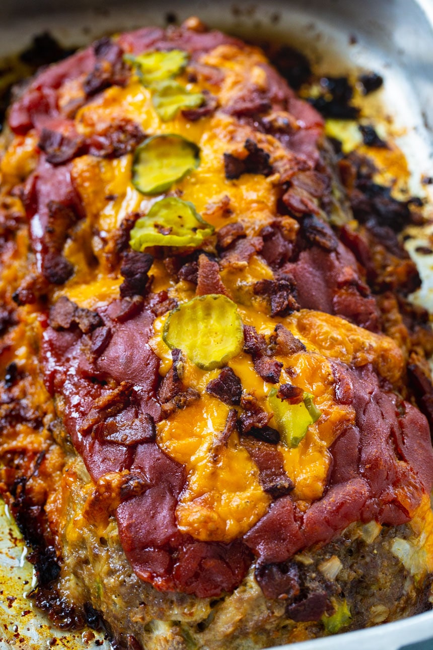 close-up of Bacon Cheeseburger Meatloaf 