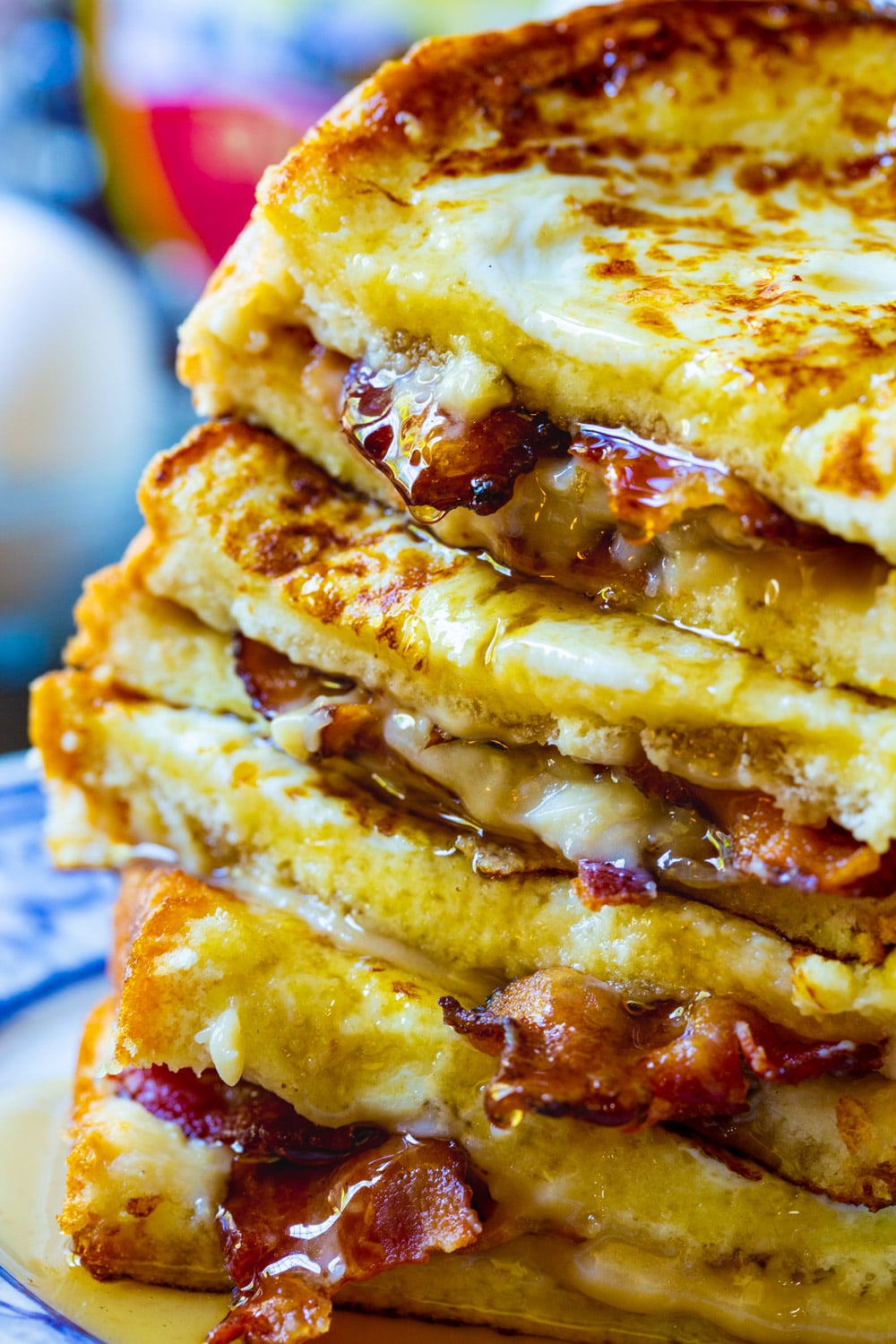 Close-up of Bacon Stuffed French Toast 