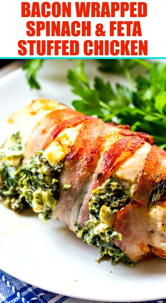 Bacon Wrapped Spinach and Feta Stuffed Chicken - Spicy Southern Kitchen
