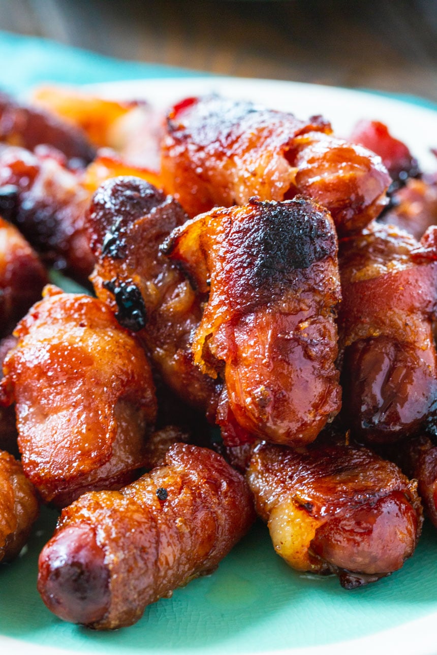 Little Smokies Wrapped in Bacon with brown sugar