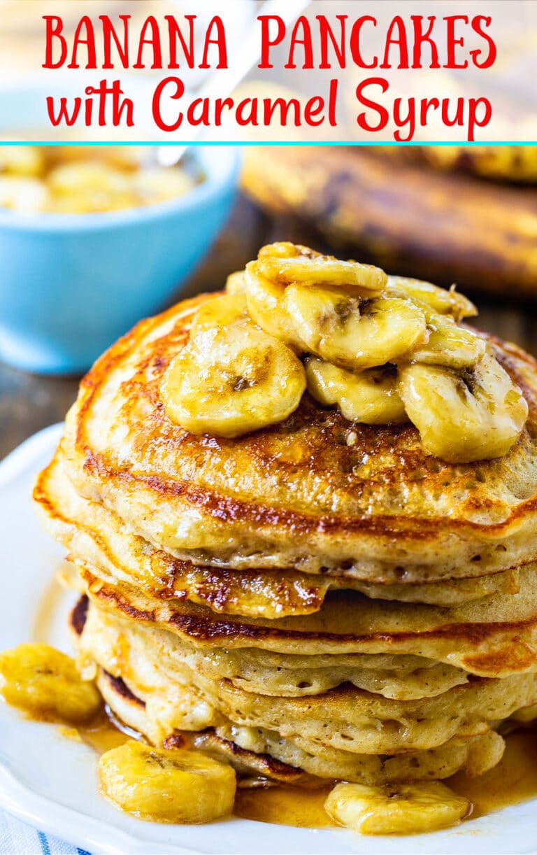 Banana Pancakes with Caramel Syrup Spicy Southern Kitchen