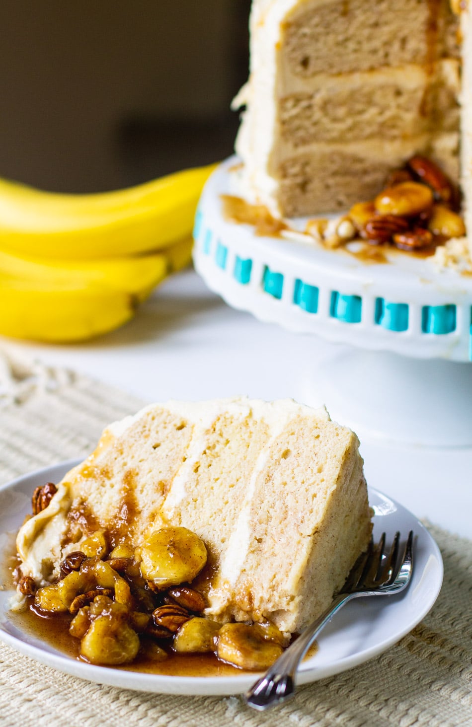 Slice of cake on a plate.