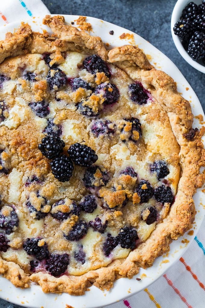 Blackberry Cream Pie is both sweet and tart with lots of fresh blackberries