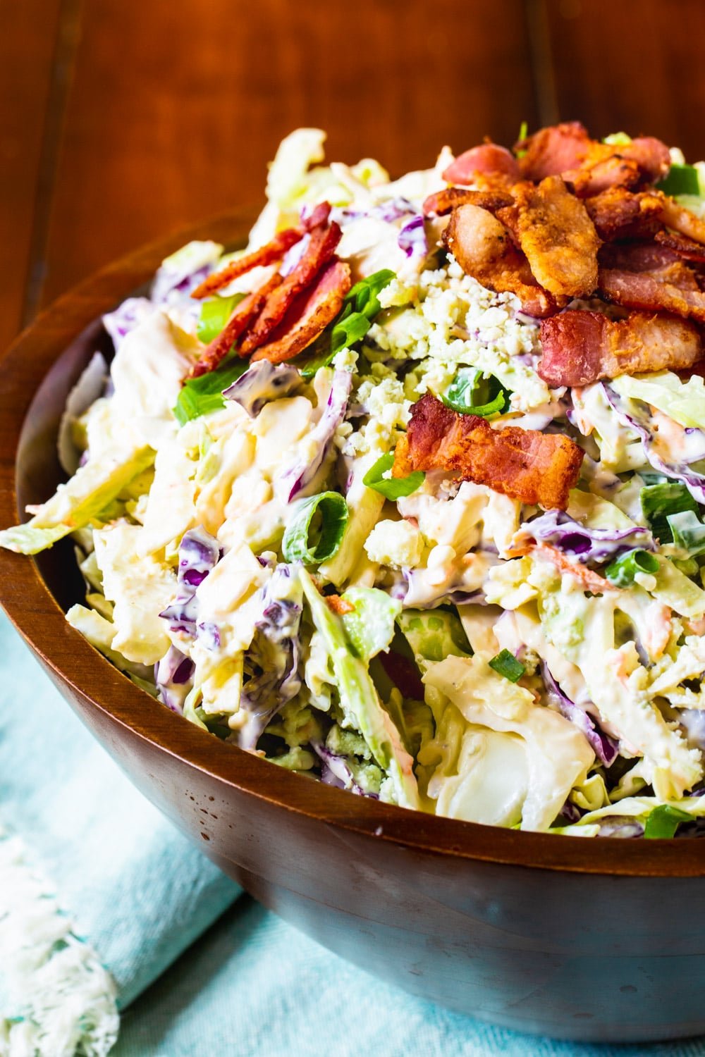 Close-up of Blue Cheese Bacon Coleslaw 