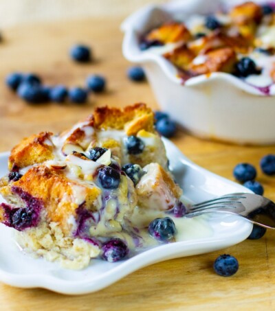 Blueberry White Chocolate Bread Pudding with Amaretto Cream Sauce ...