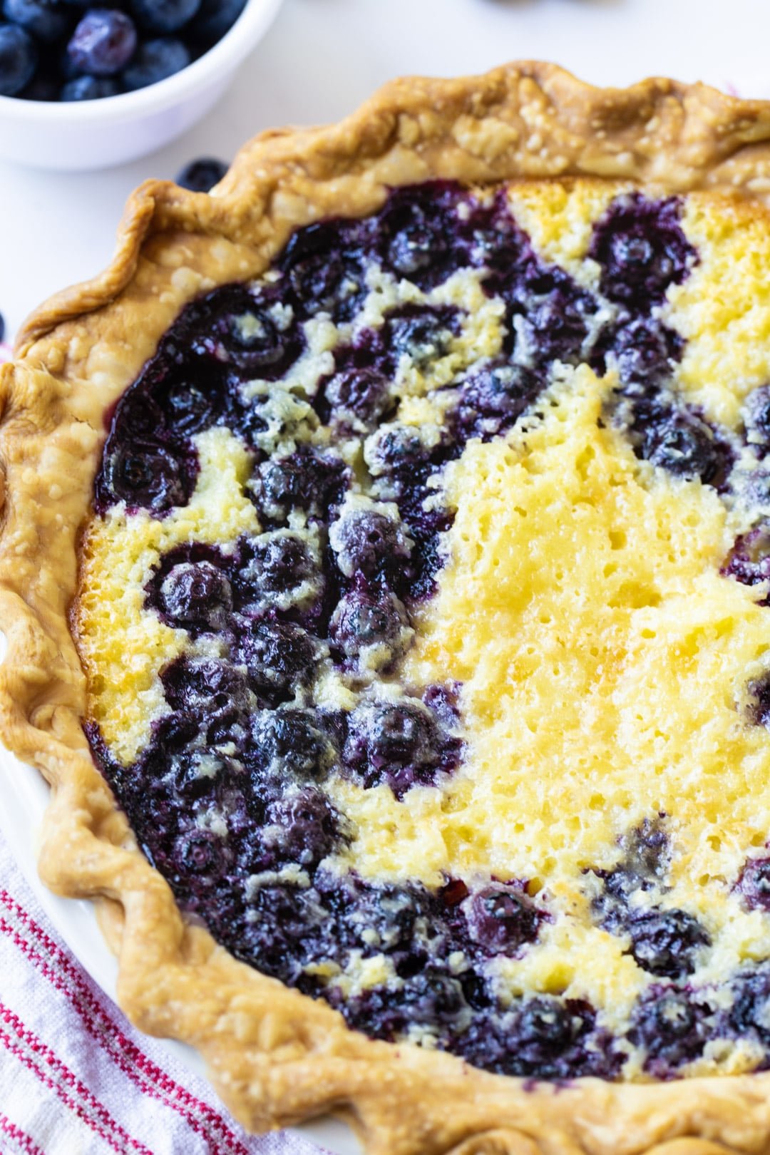 Close-up of pie with blueberries.