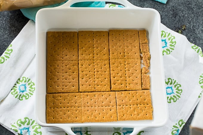 First layer of graham crackers