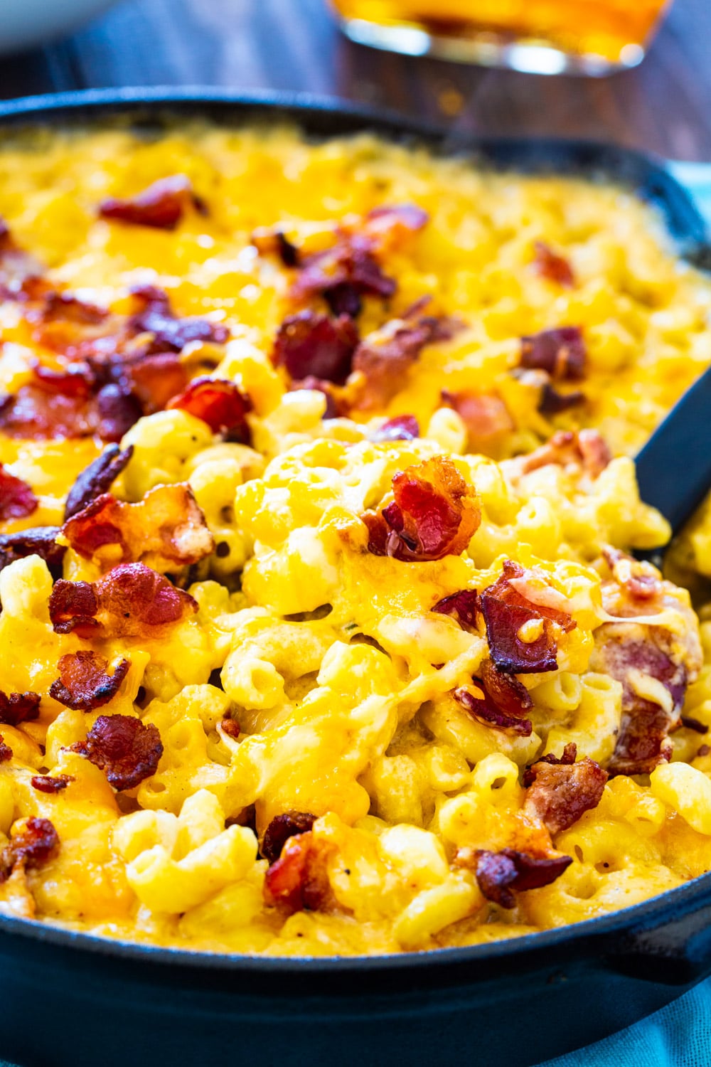 Close-up of Bourbon and Bacon Mac and Cheese