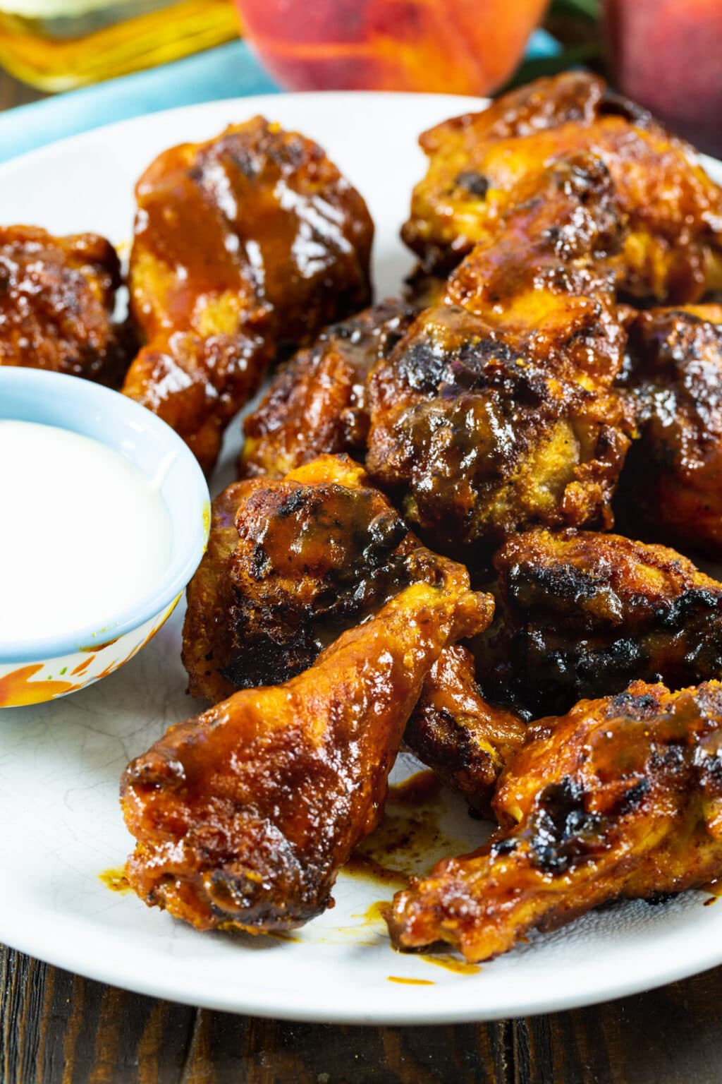 Bourbon Peach BBQ Wings Spicy Southern Kitchen