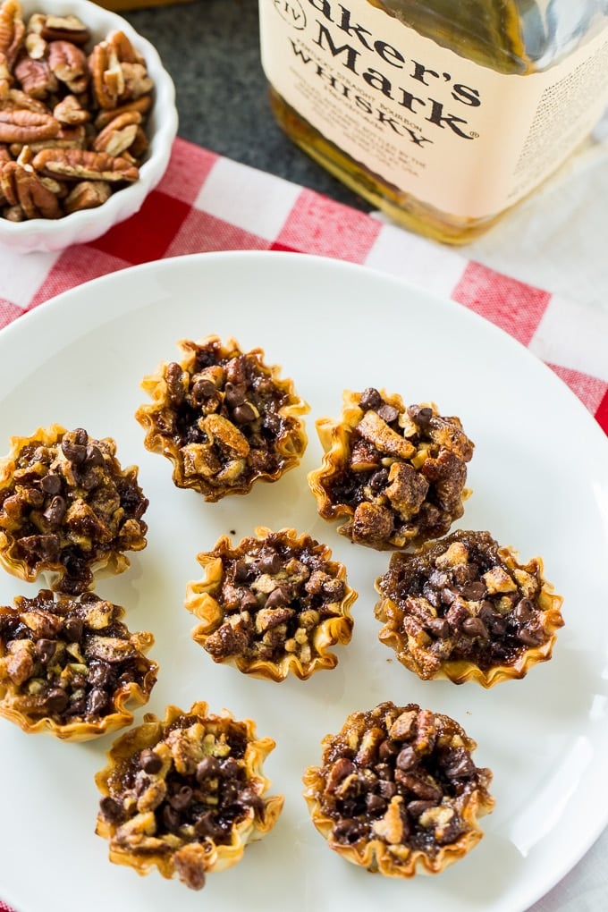 Bourbon Pecan Tarts with chocolate chips