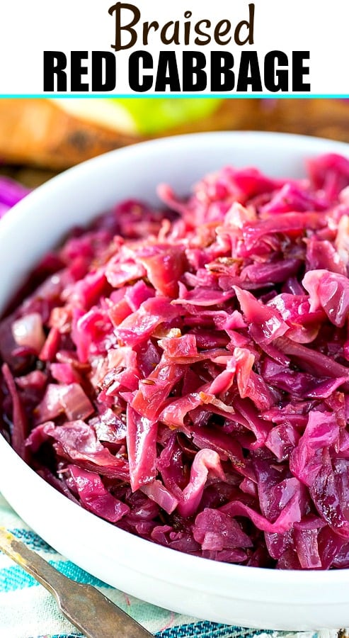 Bowl full of red cabbage braised.