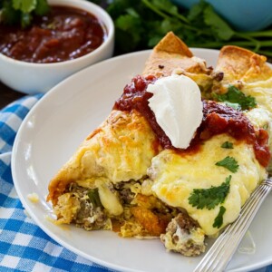 Breakfast Enchiladas with spicy sausage