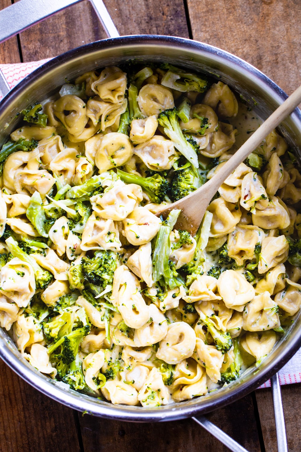 Tortellini with Broccoli in a large pot.